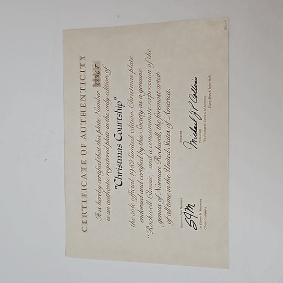 Edwin M Knowles China Co. Christmas Courtship 1982 Norman Rockwell Plate - Picture 9 of 12